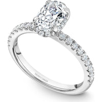Oval Cut Diamond Engagement Ring with Hidden Halo and Pavé-Set Band in White Gold by Noam Carver<em> - Choose Your Center Diamond: 1 to 5 Carats, Sustainable Lab-Grown or Natural Earth-Mined</em>