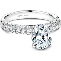 Oval Cut Diamond Engagement Ring with Pavé Band and Gallery Detail in White Gold by Noam Carver<em> - Choose Your Center Diamond: 1 to 5 Carats, Sustainable Lab-Grown or Natural Earth-Mined</em>