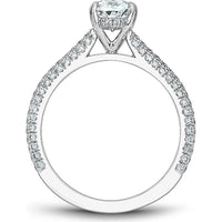 Oval Cut Diamond Engagement Ring with Pavé Band and Hidden Halo in White Gold by Noam Carver<em> - Choose Your Center Diamond: 1 to 5 Carats, Sustainable Lab-Grown or Natural Earth-Mined</em>