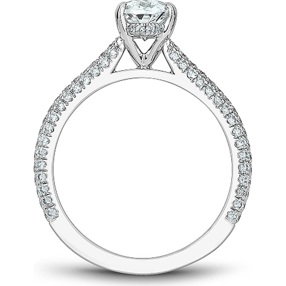 Oval Cut Diamond Engagement Ring with Pavé Band and Hidden Halo in White Gold by Noam Carver<em> - Choose Your Center Diamond: 1 to 5 Carats, Sustainable Lab-Grown or Natural Earth-Mined</em>