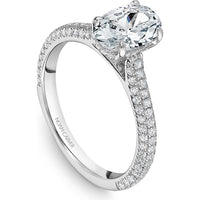 Oval Cut Diamond Engagement Ring with Pavé Band and Hidden Halo in White Gold by Noam Carver<em> - Choose Your Center Diamond: 1 to 5 Carats, Sustainable Lab-Grown or Natural Earth-Mined</em>
