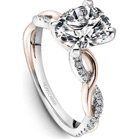 Oval Cut Diamond Engagement Ring with Pavé Band in White and Rose Gold by Noam Carver<em> - Choose Your Center Diamond: 1 to 5 Carats, Sustainable Lab-Grown or Natural Earth-Mined</em>