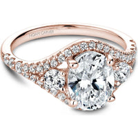 Oval Cut Diamond Engagement Ring with Pavé Halo and Side Stones in Rose Gold by Noam Carver<em> - Choose Your Center Diamond: 1 to 5 Carats, Sustainable Lab-Grown or Natural Earth-Mined</em>