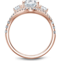 Oval Cut Diamond Engagement Ring with Pavé Halo and Side Stones in Rose Gold by Noam Carver<em> - Choose Your Center Diamond: 1 to 5 Carats, Sustainable Lab-Grown or Natural Earth-Mined</em>