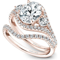 Oval Cut Diamond Engagement Ring with Pavé Halo and Side Stones in Rose Gold by Noam Carver<em> - Choose Your Center Diamond: 1 to 5 Carats, Sustainable Lab-Grown or Natural Earth-Mined</em>