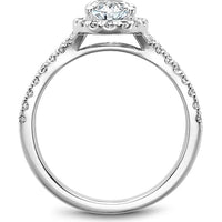Oval Cut Diamond Engagement Ring with Pavé Halo and Split Shank Band in White Gold by Noam Carver<em> - Choose Your Center Diamond: 1 to 5 Carats, Sustainable Lab-Grown or Natural Earth-Mined</em>