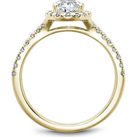 Oval Cut Diamond Engagement Ring with Pavé Halo and Split Shank in Yellow Gold by Noam Carver<em> - Choose Your Center Diamond: 1 to 5 Carats, Sustainable Lab-Grown or Natural Earth-Mined</em>