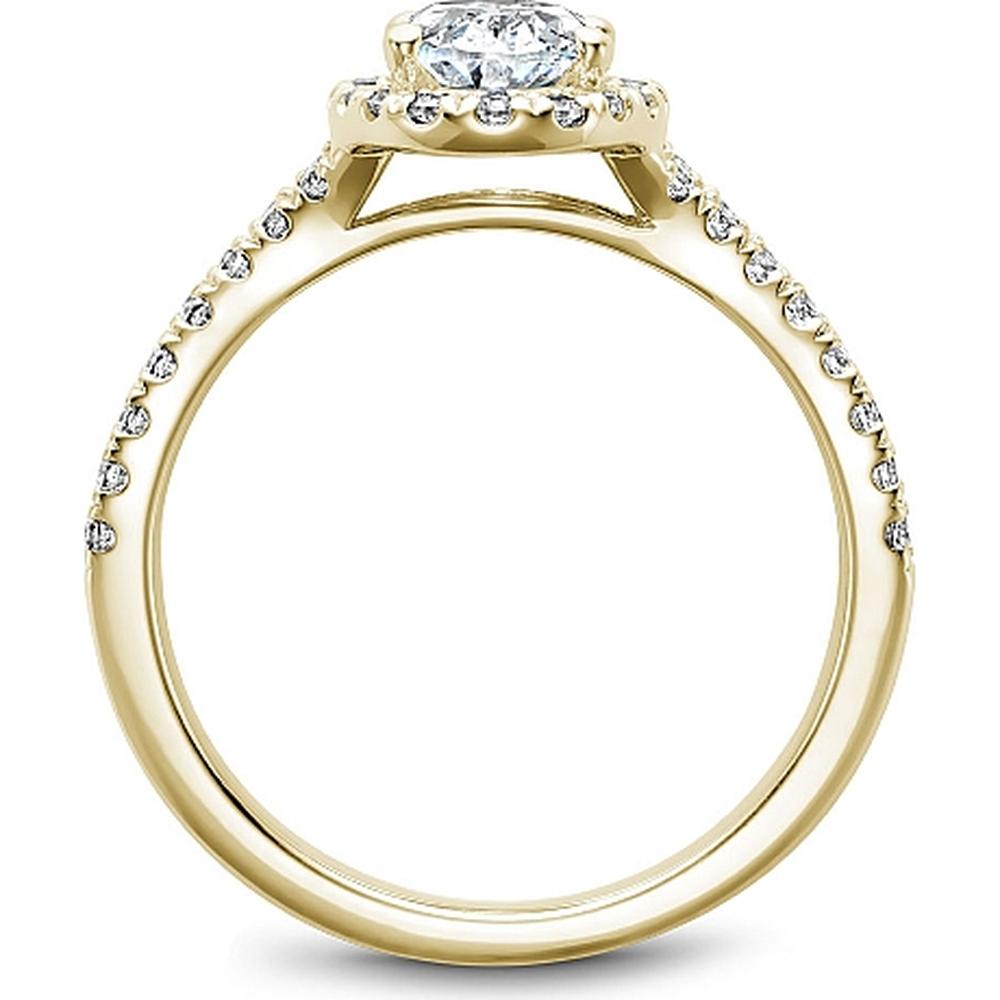Oval Cut Diamond Engagement Ring with Pavé Halo and Split Shank in Yellow Gold by Noam Carver<em> - Choose Your Center Diamond: 1 to 5 Carats, Sustainable Lab-Grown or Natural Earth-Mined</em>