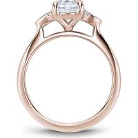 Oval Cut Diamond Engagement Ring with Pear Shaped Side Stones and Milgrain Detailing in Rose Gold by Noam Carver<em> - Choose Your Center Diamond: 1 to 5 Carats, Sustainable Lab-Grown or Natural Earth-Mined</em>