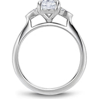 Oval Cut Diamond Engagement Ring with Pear-Shaped Side Stones and Milgrain Detailing in White Gold by Noam Carver<em> - Choose Your Center Diamond: 1 to 5 Carats, Sustainable Lab-Grown or Natural Earth-Mined</em>