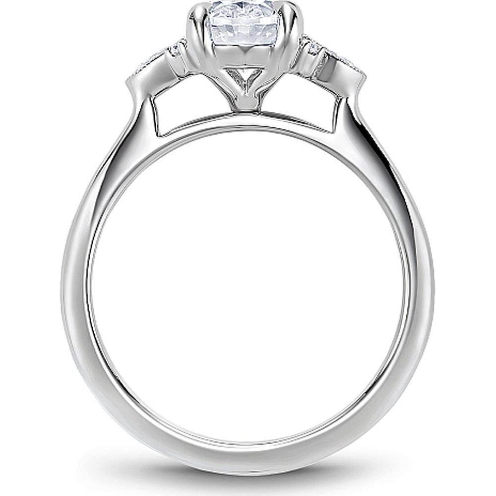 Oval Cut Diamond Engagement Ring with Pear-Shaped Side Stones and Milgrain Detailing in White Gold by Noam Carver<em> - Choose Your Center Diamond: 1 to 5 Carats, Sustainable Lab-Grown or Natural Earth-Mined</em>