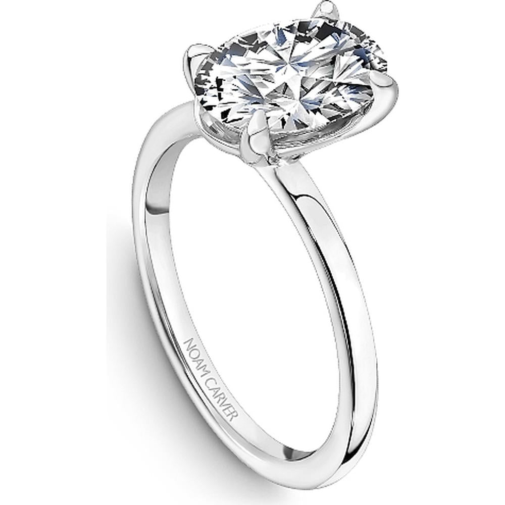 Oval Cut Diamond Engagement Ring with Sleek Tapered Band in White Gold by Noam Carver<em> - Choose Your Center Diamond: 1 to 5 Carats, Sustainable Lab-Grown or Natural Earth-Mined</em>