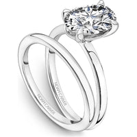 Oval Cut Diamond Engagement Ring with Sleek Tapered Band in White Gold by Noam Carver<em> - Choose Your Center Diamond: 1 to 5 Carats, Sustainable Lab-Grown or Natural Earth-Mined</em>