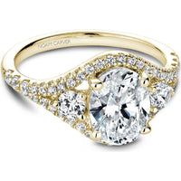 Oval Cut Diamond Engagement Ring with Trio and Curved Pavé Band in Yellow Gold by Noam Carver<em> - Choose Your Center Diamond: 1 to 5 Carats, Sustainable Lab-Grown or Natural Earth-Mined</em>