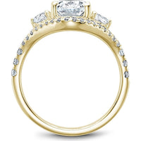 Oval Cut Diamond Engagement Ring with Trio and Curved Pavé Band in Yellow Gold by Noam Carver<em> - Choose Your Center Diamond: 1 to 5 Carats, Sustainable Lab-Grown or Natural Earth-Mined</em>