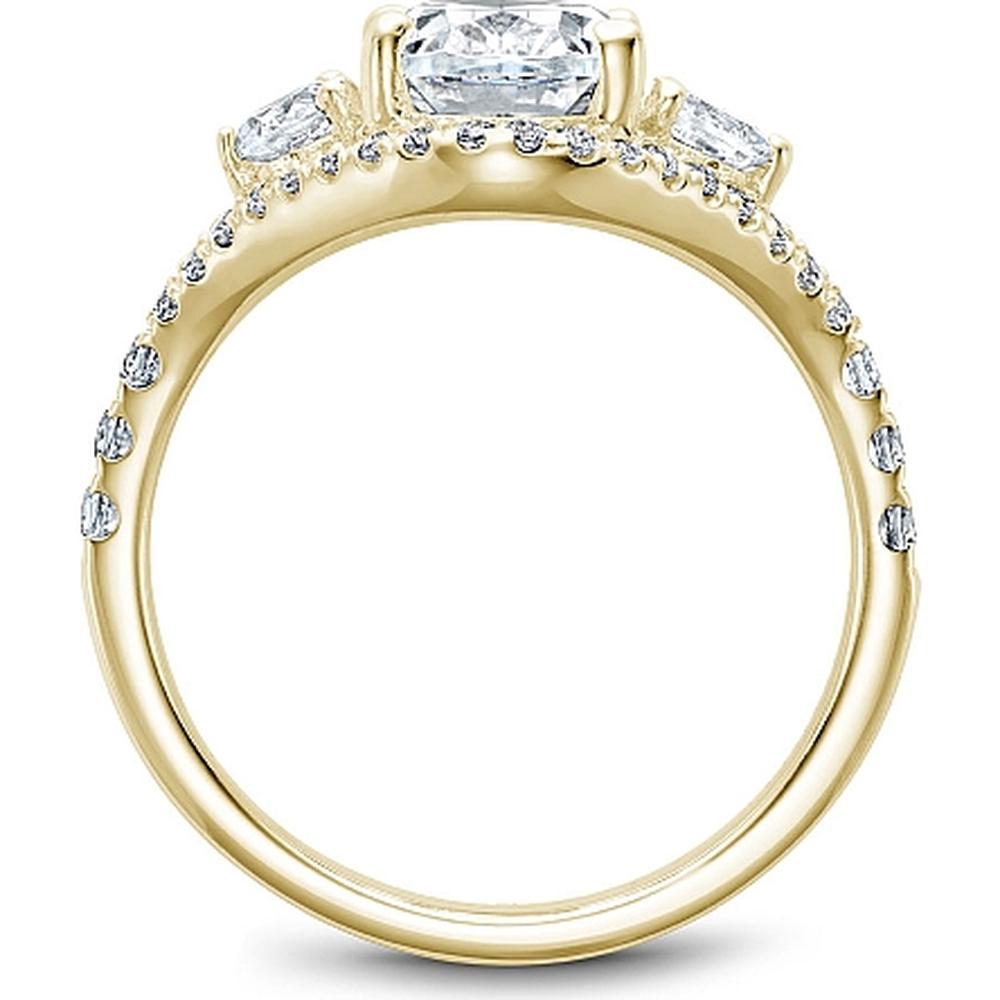 Oval Cut Diamond Engagement Ring with Trio and Curved Pavé Band in Yellow Gold by Noam Carver<em> - Choose Your Center Diamond: 1 to 5 Carats, Sustainable Lab-Grown or Natural Earth-Mined</em>