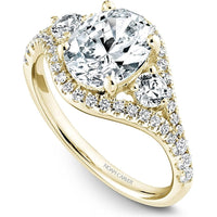 Oval Cut Diamond Engagement Ring with Trio and Curved Pavé Band in Yellow Gold by Noam Carver<em> - Choose Your Center Diamond: 1 to 5 Carats, Sustainable Lab-Grown or Natural Earth-Mined</em>