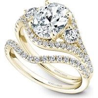 Oval Cut Diamond Engagement Ring with Trio and Curved Pavé Band in Yellow Gold by Noam Carver<em> - Choose Your Center Diamond: 1 to 5 Carats, Sustainable Lab-Grown or Natural Earth-Mined</em>