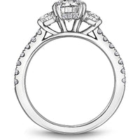 Oval Cut Diamond Three-Stone Engagement Ring with Pavé Band in White Gold by Noam Carver<em> - Choose Your Center Diamond: 1 to 5 Carats, Sustainable Lab-Grown or Natural Earth-Mined</em>