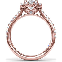 Oval Diamond Engagement Ring Setting with Graduated Halo and Pavé Band by Fana - 0.66 Carat Total Diamond Weight