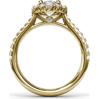 Oval Diamond Engagement Ring Setting with Graduated Halo and Pavé Band by Fana - 0.66 Carat Total Diamond Weight