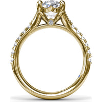 Oval Diamond Engagement Ring Setting with Split Shank and Pavé Band by Fana - 0.37 Carat Total Diamond Weight
