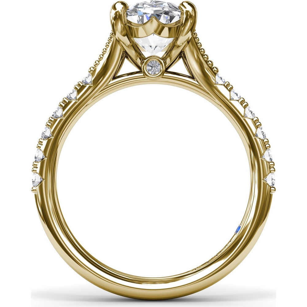 Oval Diamond Engagement Ring Setting with Split Shank and Pavé Band by Fana - 0.37 Carat Total Diamond Weight