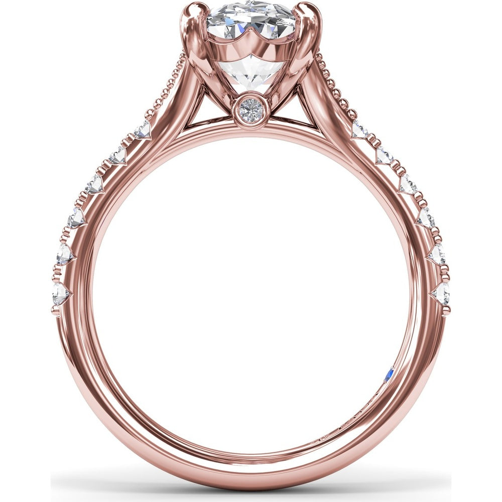 Oval Diamond Engagement Ring Setting with Split Shank and Pavé Band by Fana - 0.37 Carat Total Diamond Weight