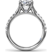 Oval Diamond Engagement Ring Setting with Split Shank and Pavé Band by Fana - 0.37 Carat Total Diamond Weight