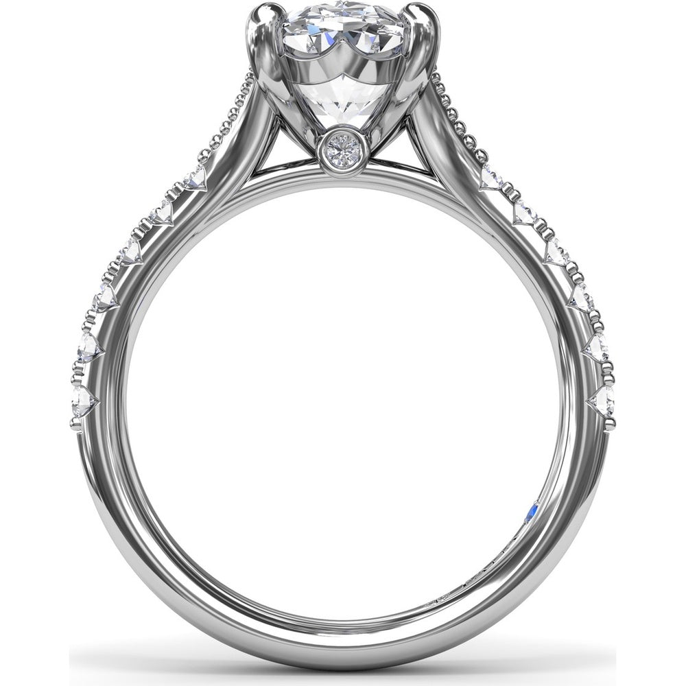 Oval Diamond Engagement Ring Setting with Split Shank and Pavé Band by Fana - 0.37 Carat Total Diamond Weight
