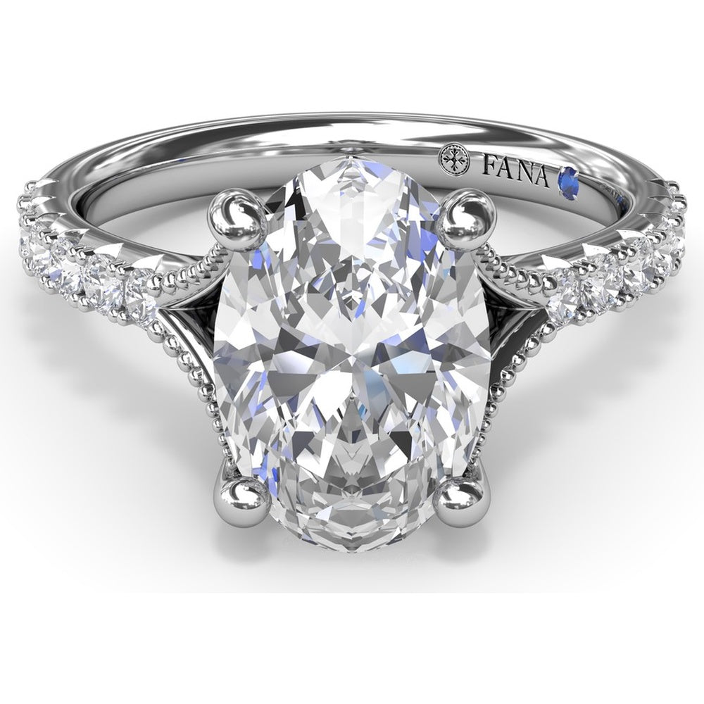 Oval Diamond Engagement Ring Setting with Split Shank and Pavé Band by Fana - 0.37 Carat Total Diamond Weight