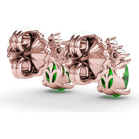 Oval Emerald and Diamond Cluster Stud Earrings by Fana - 1.04 Carat Total Gemstone Weight