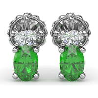 Oval Emerald and Diamond Stud Earrings by Fana - 1.27 Carat Total Gemstone Weight