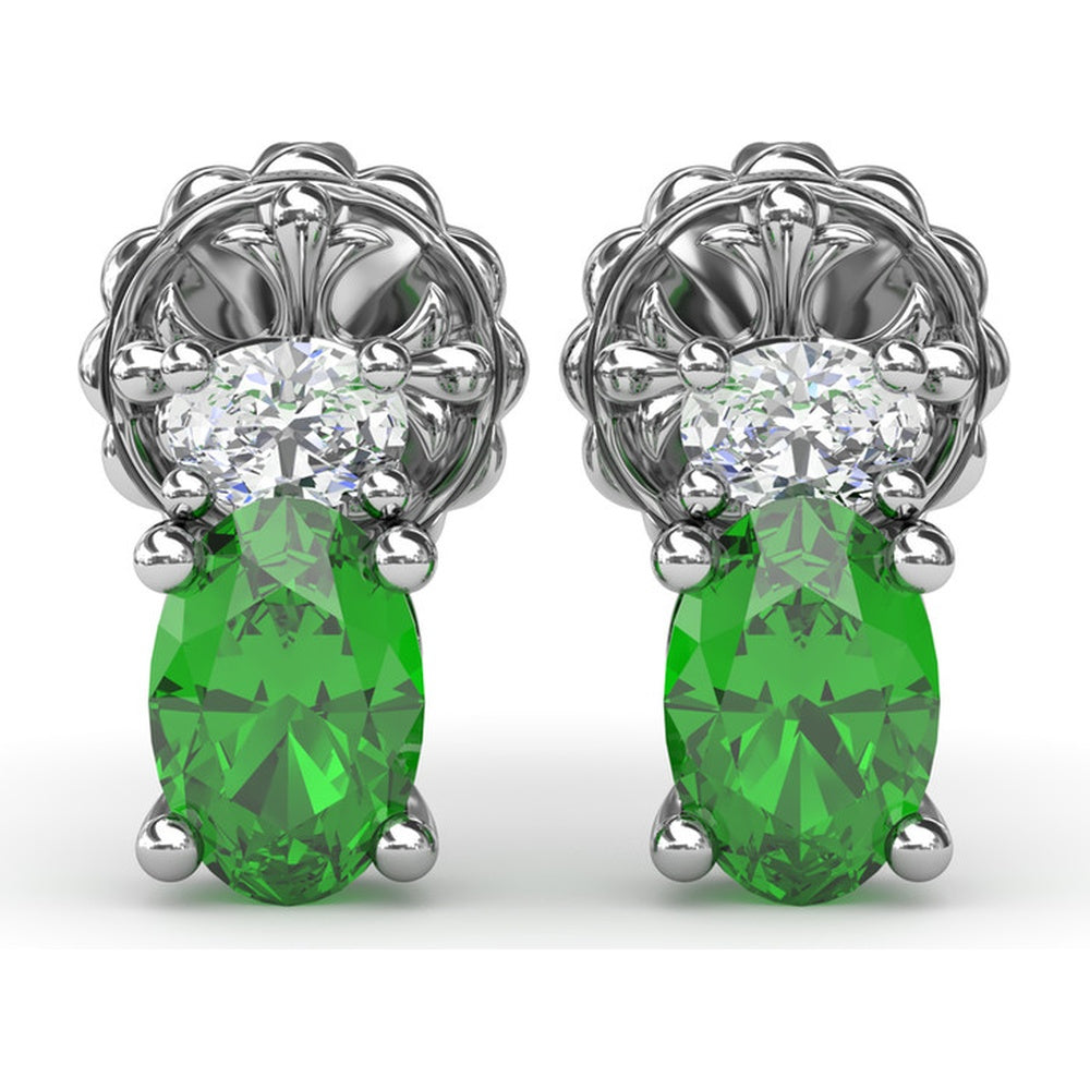 Oval Emerald and Diamond Stud Earrings by Fana - 1.27 Carat Total Gemstone Weight