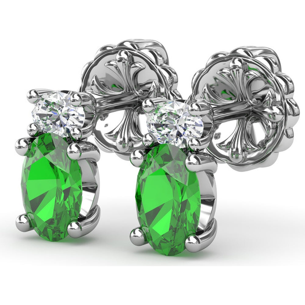 Oval Emerald and Diamond Stud Earrings by Fana - 1.27 Carat Total Gemstone Weight