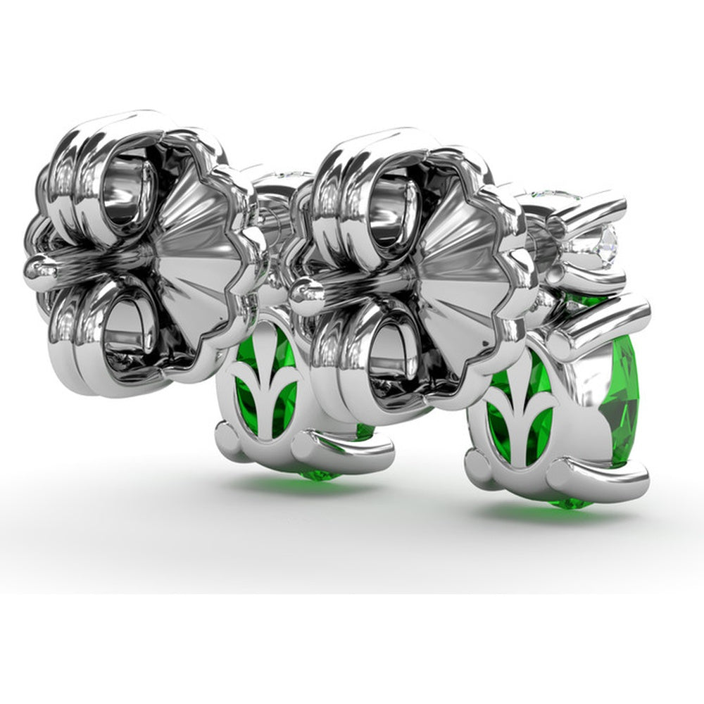 Oval Emerald and Diamond Stud Earrings by Fana - 1.27 Carat Total Gemstone Weight