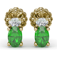 Oval Emerald and Diamond Stud Earrings by Fana - 1.27 Carat Total Gemstone Weight