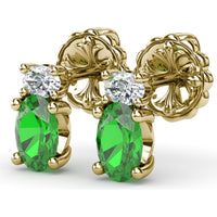 Oval Emerald and Diamond Stud Earrings by Fana - 1.27 Carat Total Gemstone Weight