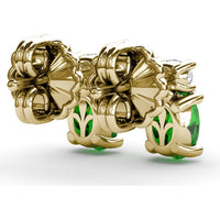 Oval Emerald and Diamond Stud Earrings by Fana - 1.27 Carat Total Gemstone Weight