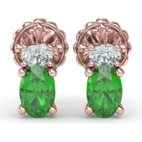 Oval Emerald and Diamond Stud Earrings by Fana - 1.27 Carat Total Gemstone Weight
