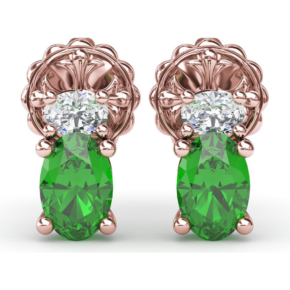 Oval Emerald and Diamond Stud Earrings by Fana - 1.27 Carat Total Gemstone Weight