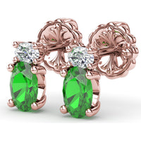 Oval Emerald and Diamond Stud Earrings by Fana - 1.27 Carat Total Gemstone Weight