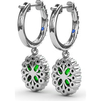 Oval Emerald Drop Earrings with Diamond Halo by Fana - 2.46 Carat Total Gemstone Weight