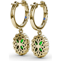Oval Emerald Drop Earrings with Diamond Halo by Fana - 2.46 Carat Total Gemstone Weight