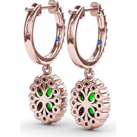 Oval Emerald Drop Earrings with Diamond Halo by Fana - 2.46 Carat Total Gemstone Weight
