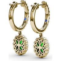 Oval Emerald Drop Earrings with Pavé Diamond Bar and Halo by Fana - 1.53 Carat Total Gemstone Weight