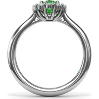 Oval Emerald Halo Ring with Round Diamonds by Fana - 1.14 Carat Total Gemstone Weight
