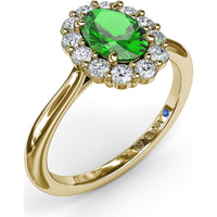 Oval Emerald Halo Ring with Round Diamonds by Fana - 1.14 Carat Total Gemstone Weight