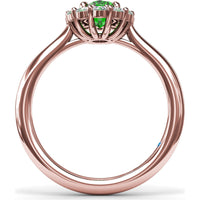 Oval Emerald Halo Ring with Round Diamonds by Fana - 1.14 Carat Total Gemstone Weight