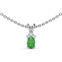 Oval Emerald Pendant with Round Diamond Accents by Fana - 0.53 Carat Total Gemstone Weight